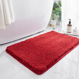 加厚纯红色吸水地垫，大红色踏脚垫，家用浴室防滑垫厕所门垫地毯垫子