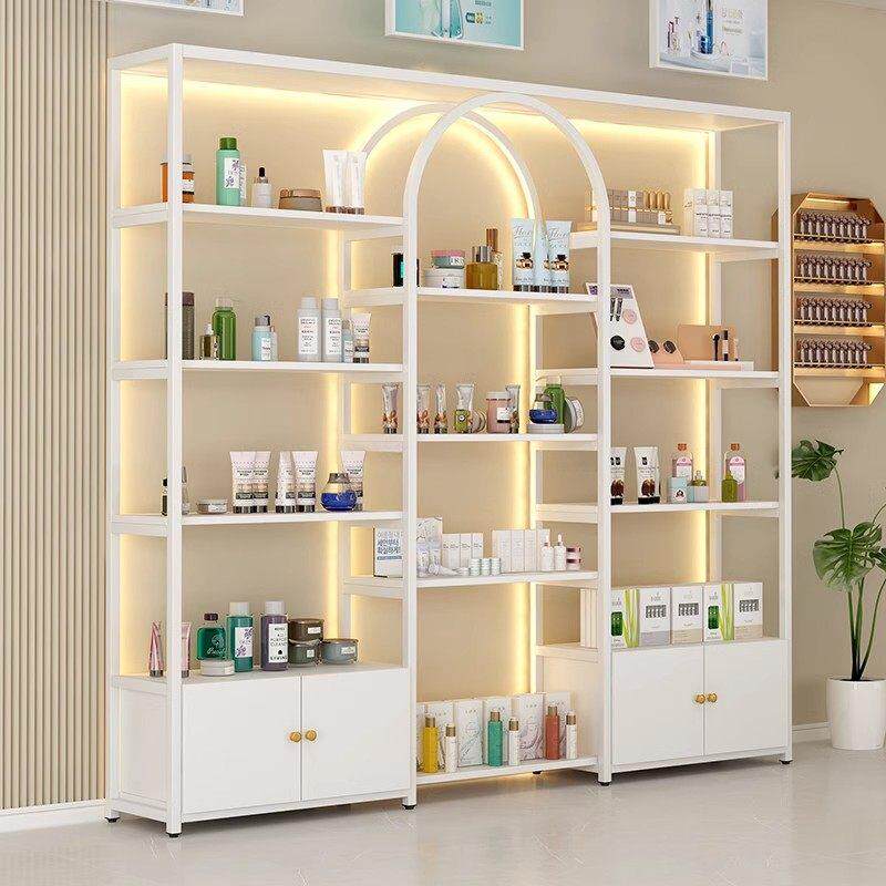 产品化妆品展示柜美容院美甲柜子陈列多层置物护肤理髲店收纳货架