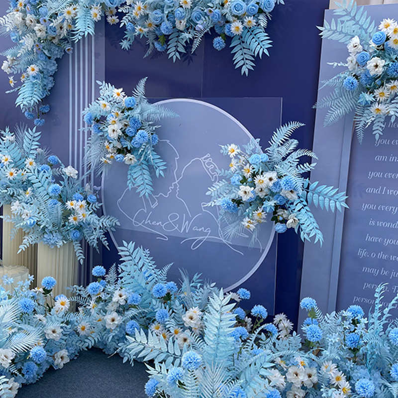 婚庆成品排花打底背景假花挂花路引花艺婚礼布置舞台花球装饰