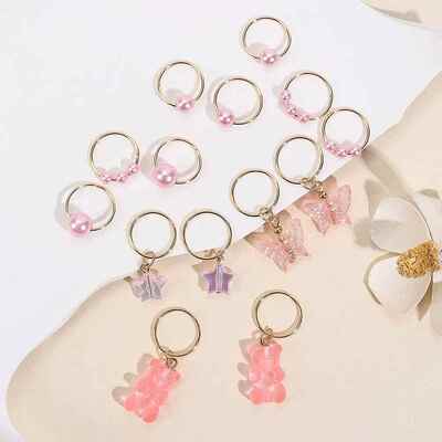 14Pcs Cute Bear Dreadlocks Hair Braid Hair Rings Dreadlock C