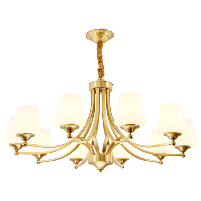 美式全铜吊灯家用客厅灯卧室灯餐厅简约北欧酒店客房书房复古灯具