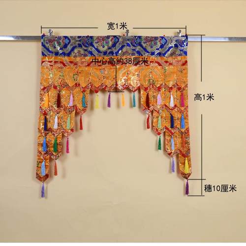 高档藏潢式居家酒店1装饰帷幔墙门围佛像背景框装金黄色阶梯背景