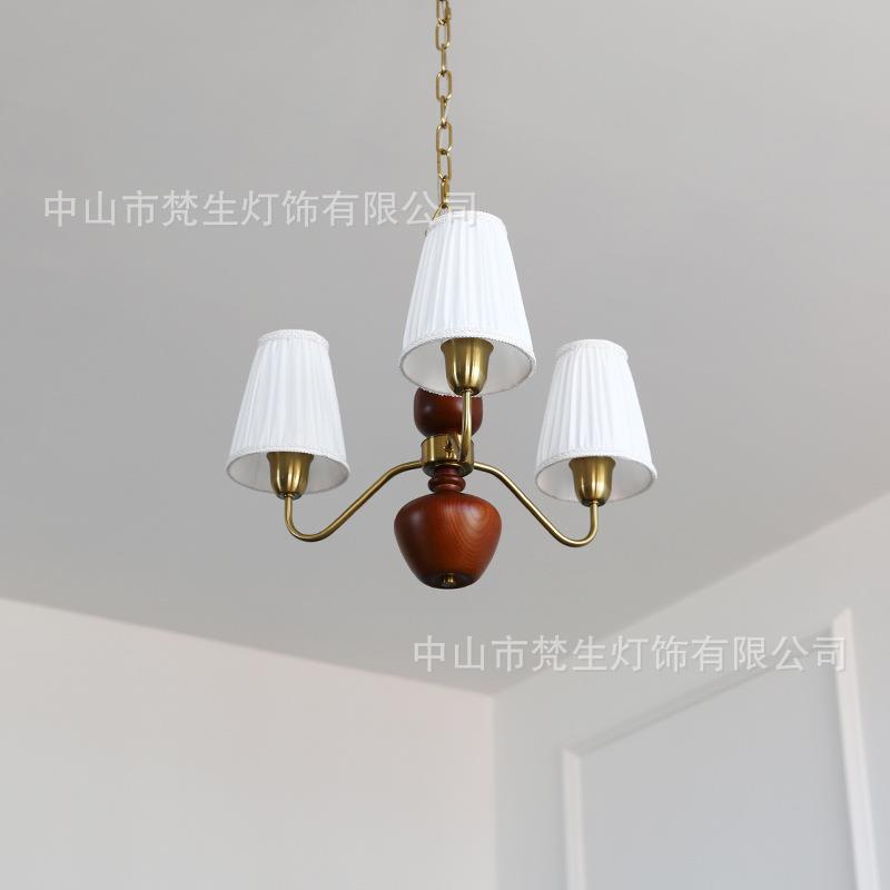 芬兰风格中世纪褶边客厅花蕾卧室吊灯复古风木艺餐厅民宿酒店灯具