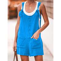 Womens Casual Shorts Summer Cotton Linen Rompers Bib thumbnail 4