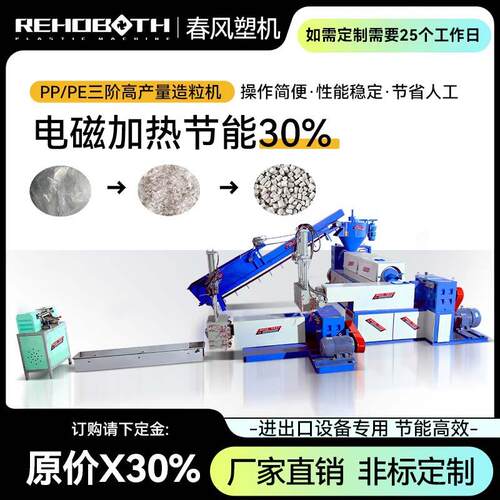 组合造粒机三阶pp pe 自动喂料厂家洗料机 造粒机一条线