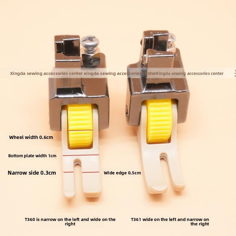 平车上拉炼塑料滚轮压脚T360 0.3左窄右宽缝纫机装拉炼轮子压脚