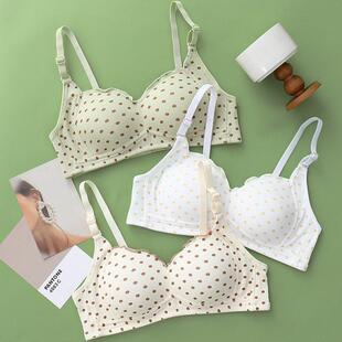 2026 new 3piece pearl milk tea bra set small bust pushup