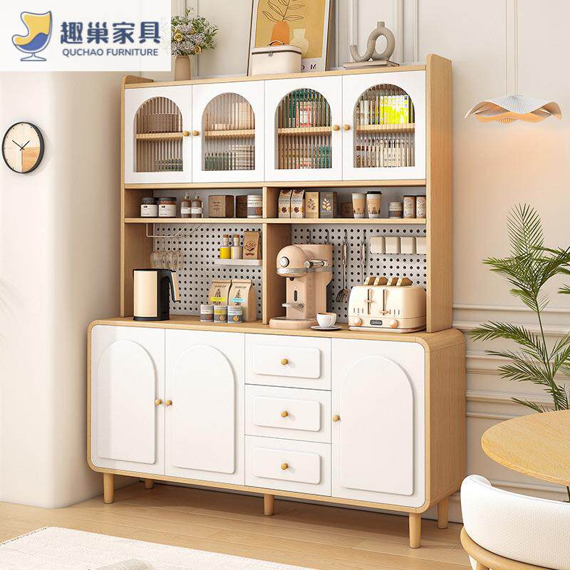 房奶油风餐柜靠墙一体厨客边餐厅多功无品牌/能收物纳储柜酒柜实