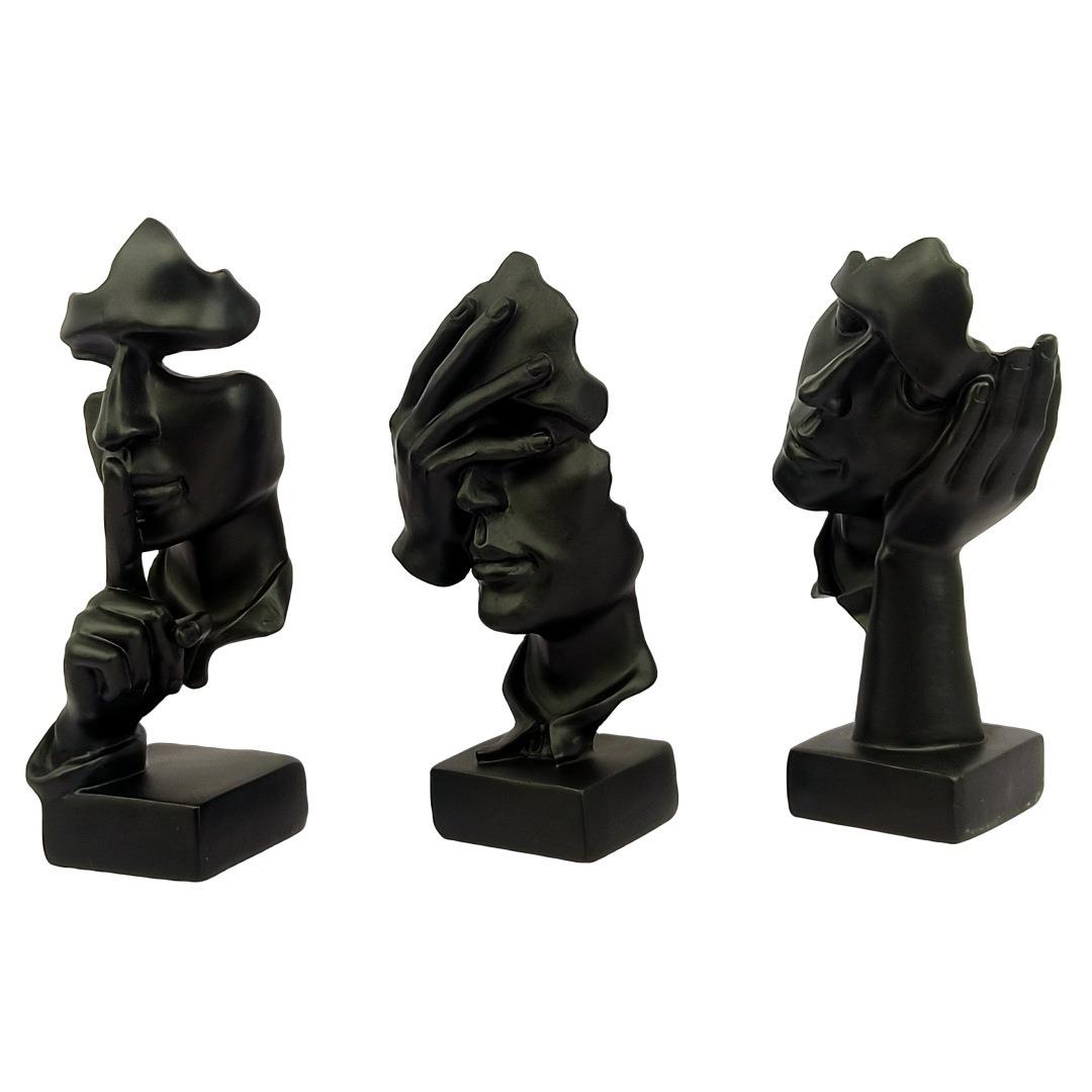 现代简约创意不听不看不说摆件客厅酒柜办公室装饰抽象树脂工艺ァ