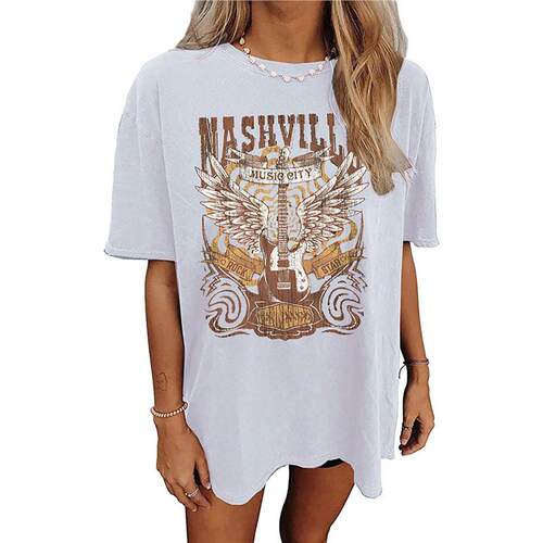 Women's Graphic Round Neck Drop Shoulder Tee