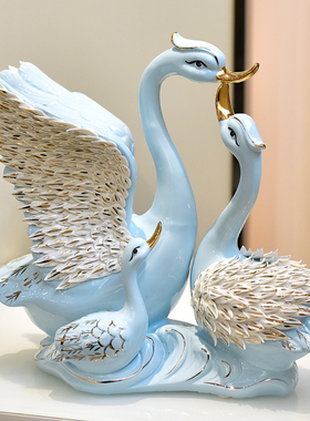 创意结婚礼物天鹅摆件客厅餐边柜电视柜酒柜玄关装饰动物陶瓷摆设