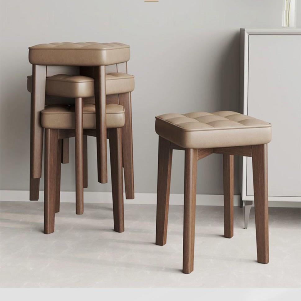 实木软座凳子现代简约家用餐桌椅子客厅小板凳可叠放简易茶几方凳