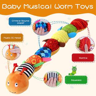 Caterpillar Toys Baby Musical Infant Plush Soft Rattle Worm
