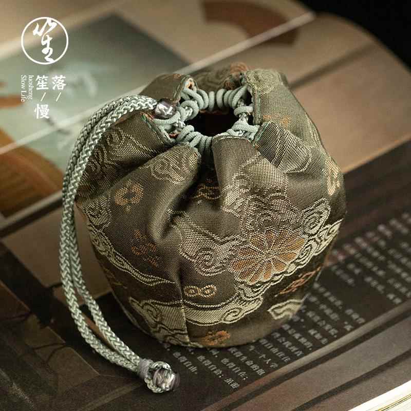 落笙棉麻杯袋主人杯套高档茶具收纳包外出旅行便携专用茶具器配件