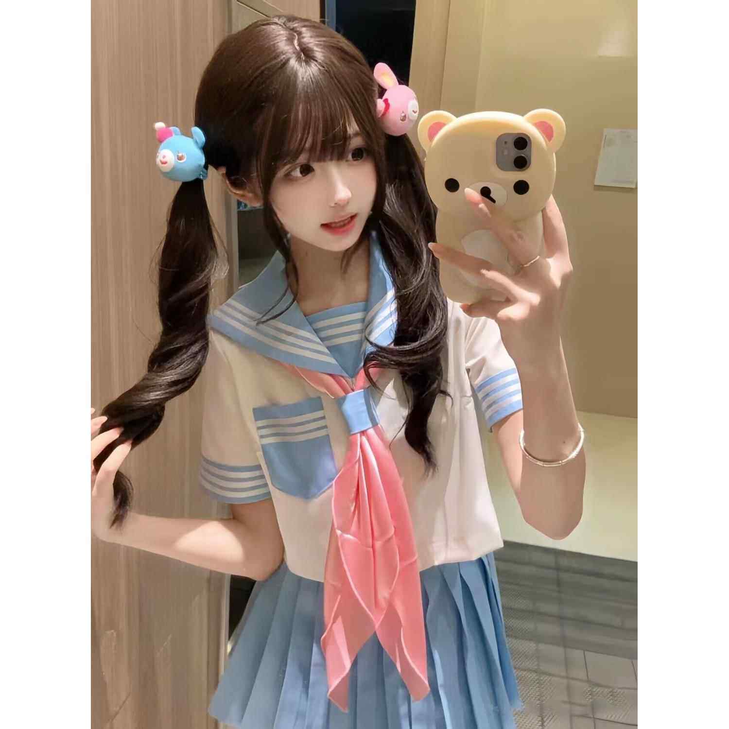 bodyli小梦复刻基础版短袖水手服粉色蓝色jk制服日系学院风套装