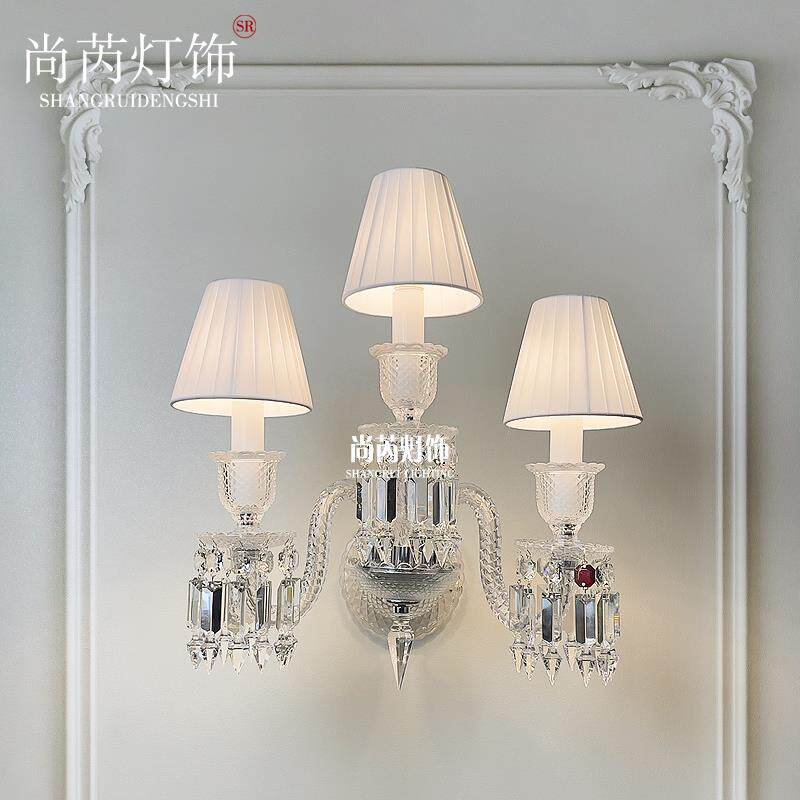 法式极简装饰水晶壁灯床头灯客厅走廊灯设计师欧式背景墙水晶灯