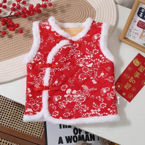 女童碎花马甲大花坎肩加厚马甲