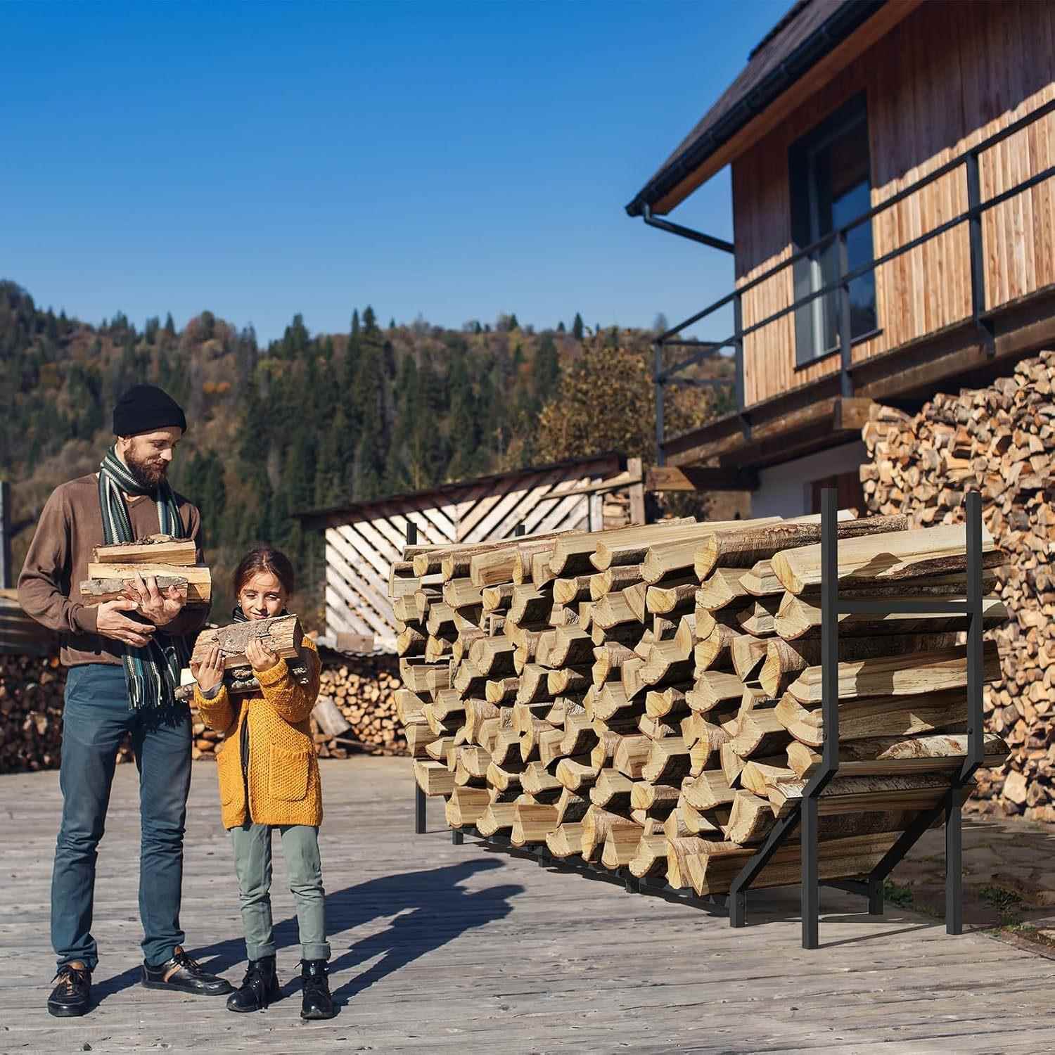 户外柴火架户外柴火存储金属架大号木柴架冬季取暖木柴置物架