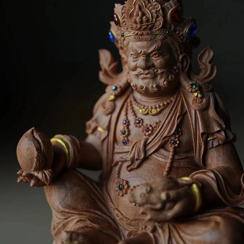 工印度山檀香黄财神老摆件手工雕刻玄关条案TXYIHLST摆设品开业送