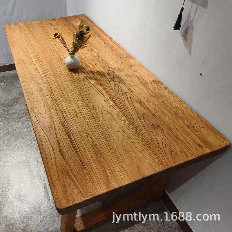 老榆木书桌简约中式办公书法桌实木画案写字台原木茶桌长方形餐桌