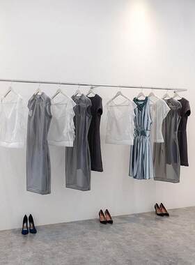 服519装店展示架挂墙挂衣架女装店新上款悬挂式落地不锈式钢靠墙