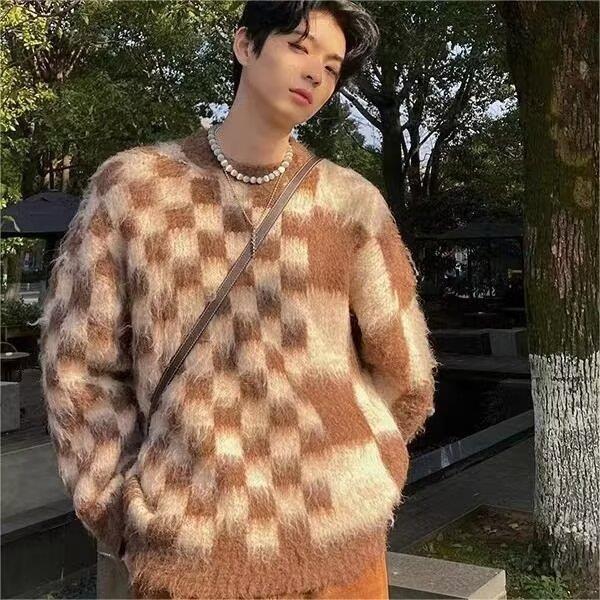 毛衣男秋新款美式复古小