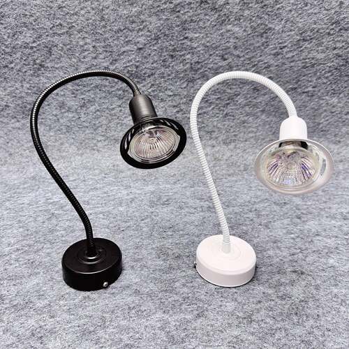 40CM长软管卤素射灯12V220V50WMR16卤钨灯座式机床工作照明灯黄光