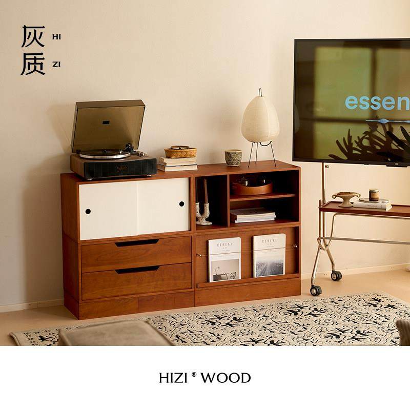 灰质木作 MOMO组合柜 落地矮柜中古风储物柜樱桃木组合置物柜书柜,住宅家具,单个书柜,淘宝优惠券,粉丝福利购,淘宝优惠卷