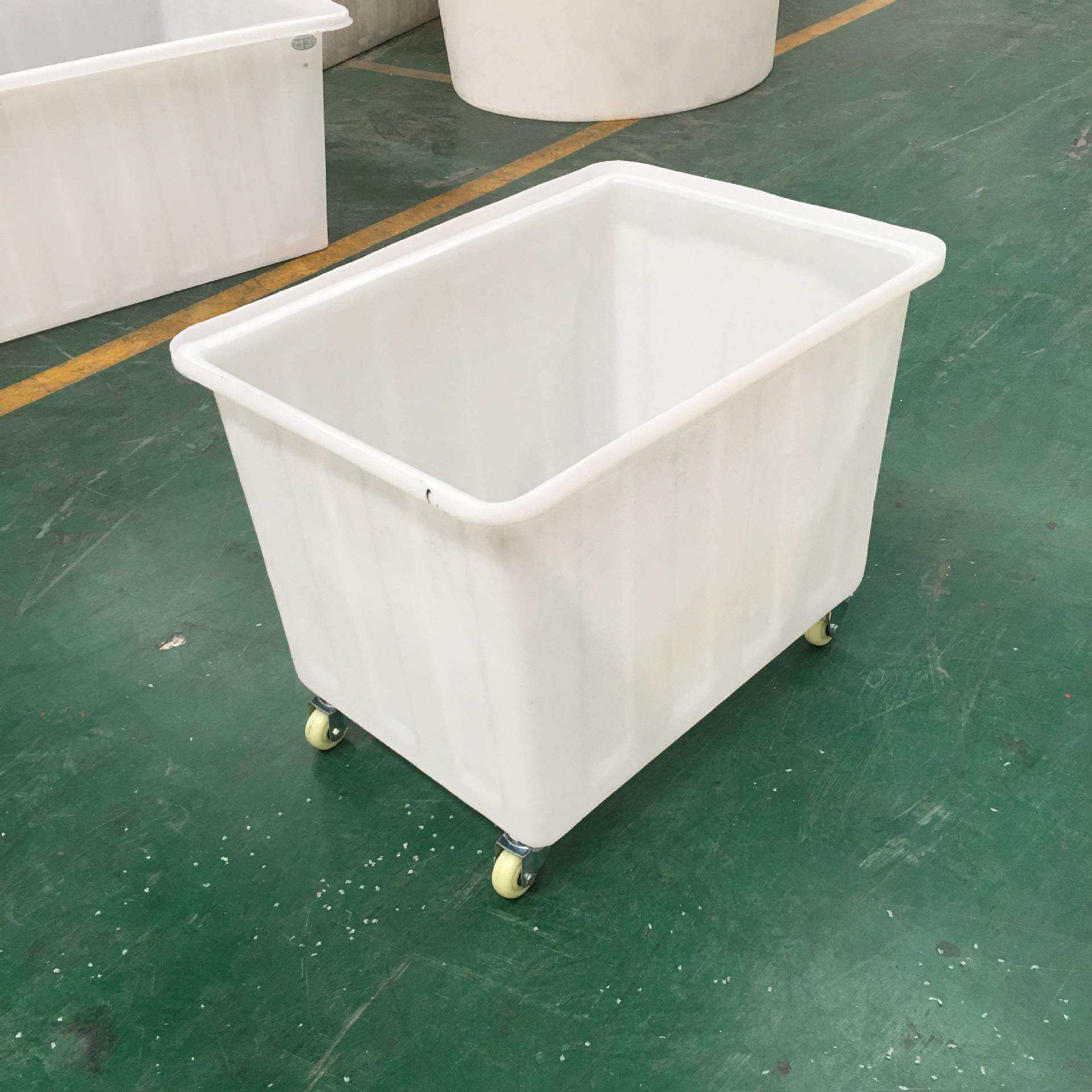 300L服装厂用周转箱带轮子牛筋桶塑料布草箱长方形箱子
