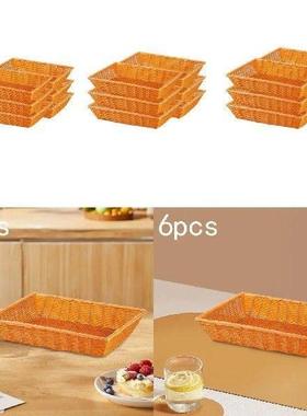 6Pcs Imitation Rattan Bread Baskets Food Baskets for Bread