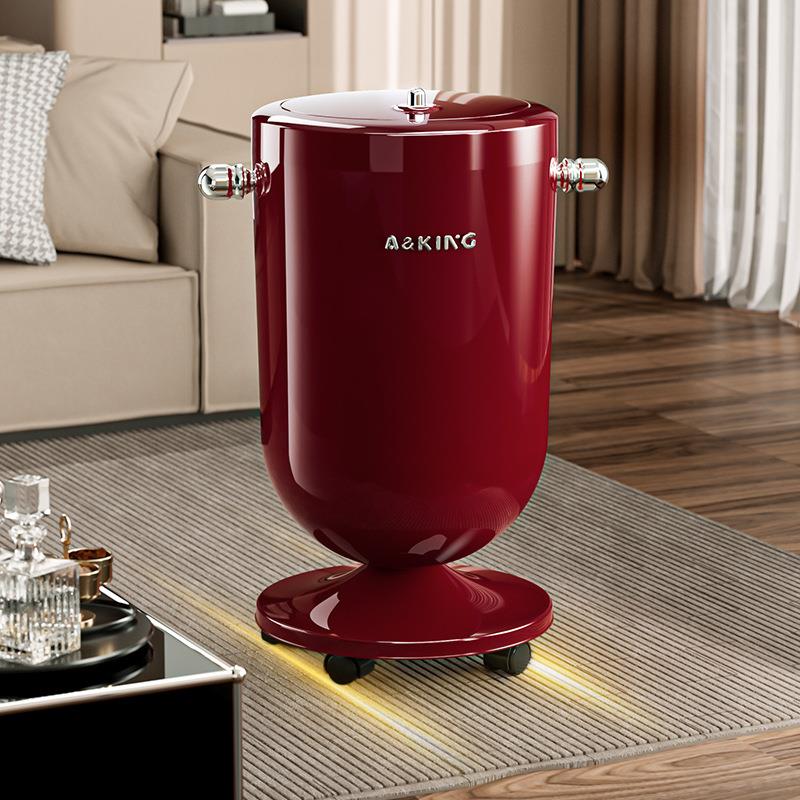 垃圾桶家用2025新款客厅带盖轻奢高档高颜值厨房带轮可移动垃圾篓