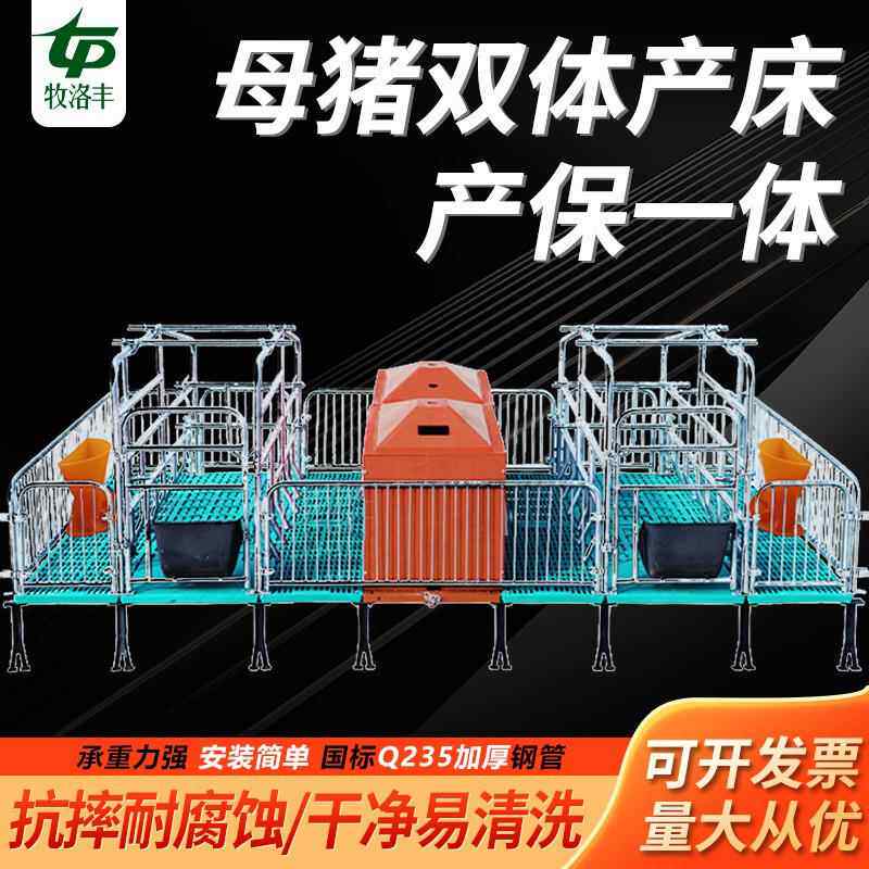 双体母猪产床保育床一体产保两用床2.5厚热镀锌产房养殖猪分娩床
