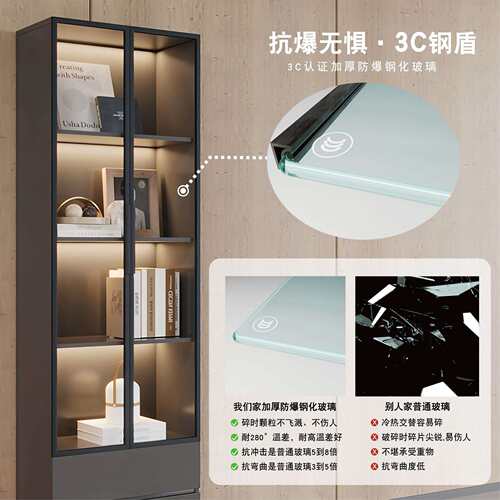 玻璃门木柜门落地置物电视柜旁边展示柜客DM-SY-52厅柜收纳柜立柜