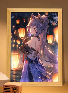 刻晴周边灯光画二次元手办发光摆件电竞房间氛围灯卧室小夜灯