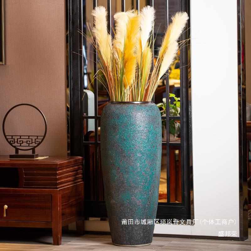 厂家摆件干花插花落地复古粗陶新中式陶瓷大花瓶景德镇家居装饰客