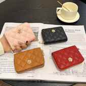 山茶花菱格卡包女小巧简约拉链零钱包多功能驾驶证名片夹信用卡套