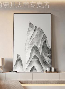 网红金画鸟户山水新中式玄客画厅挂国风沙饰发背墙景壁画橙色入关
