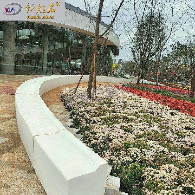 水泥石坐凳 广场公园GRC仿水磨石混凝土坐凳 弧形树池凳厂家