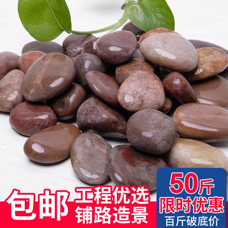 50斤天然红色鹅卵石庭院原石园林铺路装饰鱼缸造景雨花石头小石子