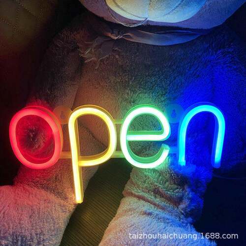 海创跨境LED霓虹灯 迷你型OPEN挂式造型灯多色组合OPEN开门小夜灯
