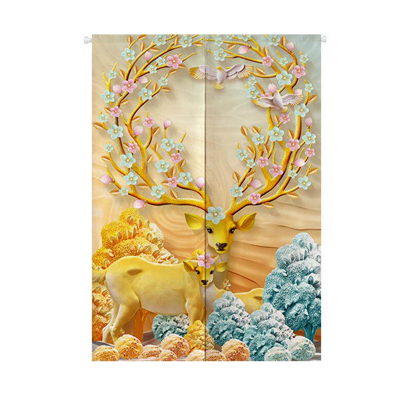 欧式门帘隔断帘门头挂帘客厅玄关麋鹿长帘厕所卫生间遮挡布帘