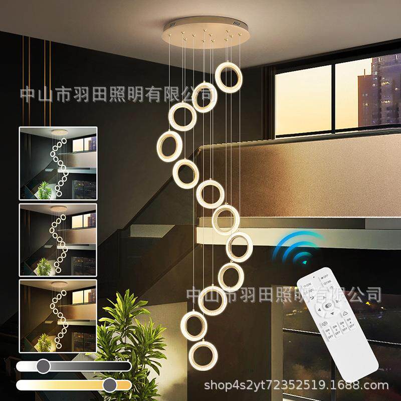 客厅楼梯吊灯简约现代创意酒店大堂长吊灯别大厅吊灯广东中山灯具