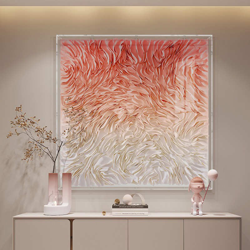 轻奢高档玄关挂画亚克力3D立体实物装置画渐变色现代客厅卧室壁画