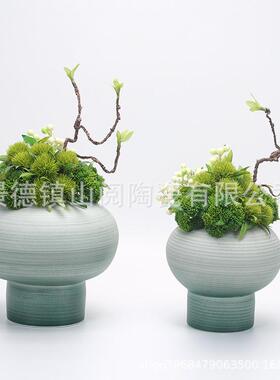 现家代中式烧YIA陶瓷素新花瓶摆件样板房居客厅餐厅玄关桌面软装
