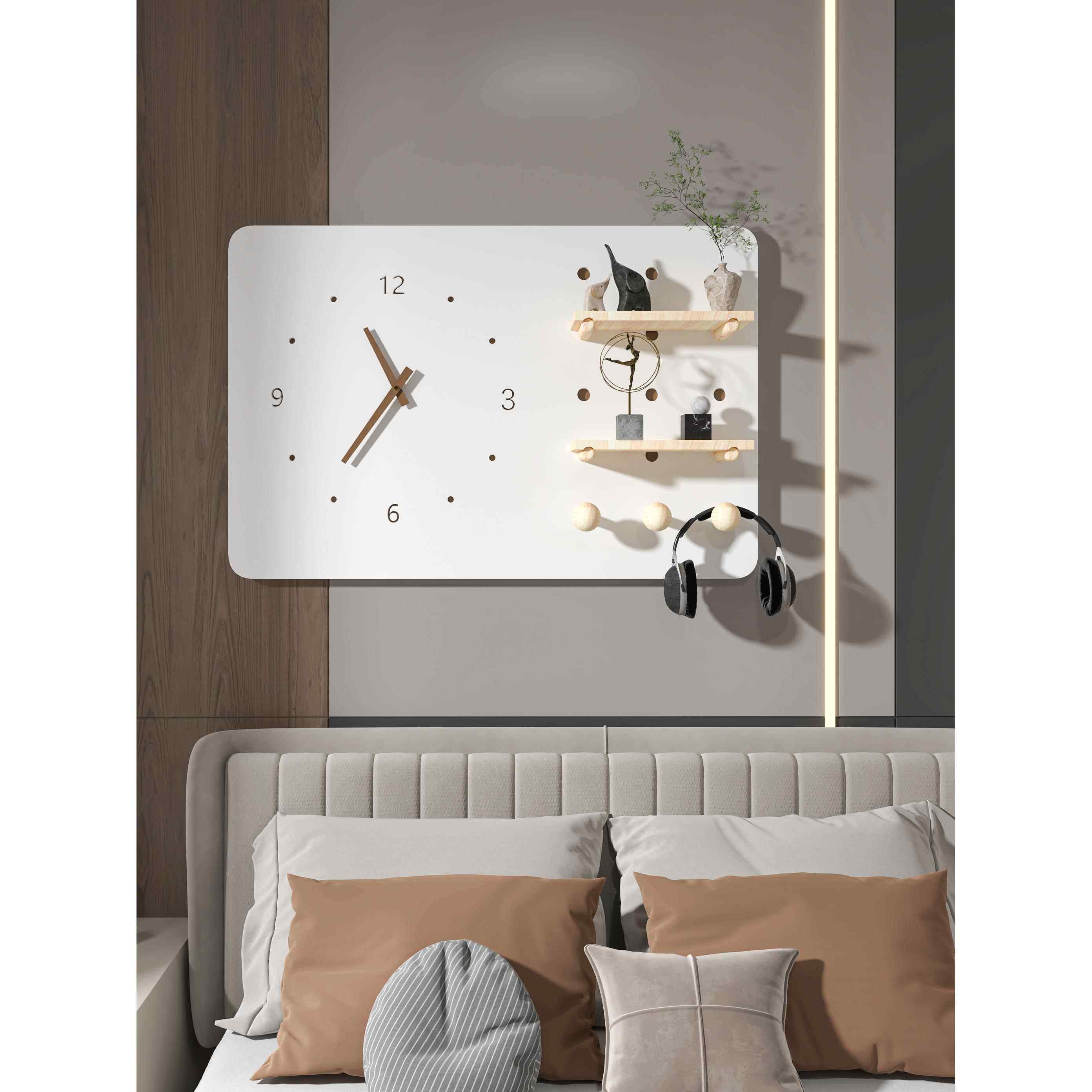 电表箱装饰画免打孔遮挡现代简约时钟电箱挂画置物架洞洞板弱电箱