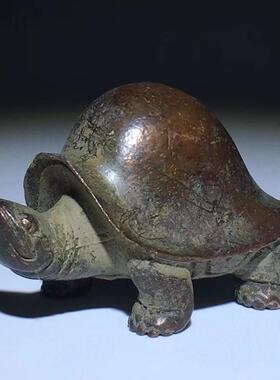 古玩农村收来实心老铜长寿龟乌龟摆件铜龙龟富甲一方茶宠祈福摆件