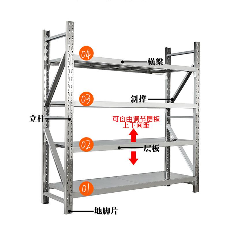不锈钢仓储货架重型展示架304厨房商用仓库冷库房地下室储物架子