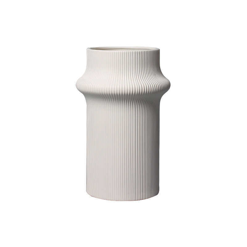 大陶瓷花竹节家居简约摆件花瓶装饰品样板间秀白色器 现代家居