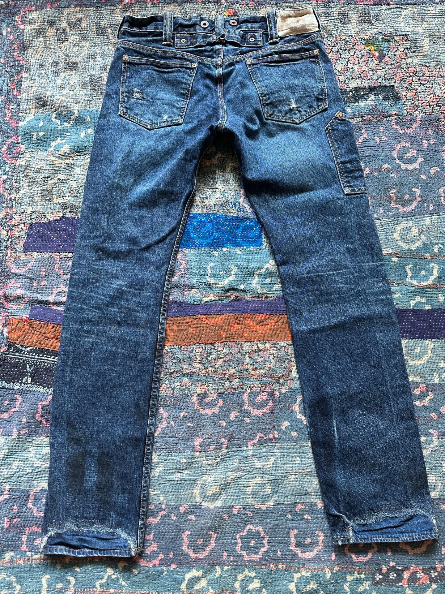 RRL Washed Distressed Denim Pants — front