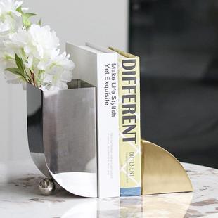 创意金属花器摆件玄关书房办公室卧室样板间桌面两用花瓶书挡饰品